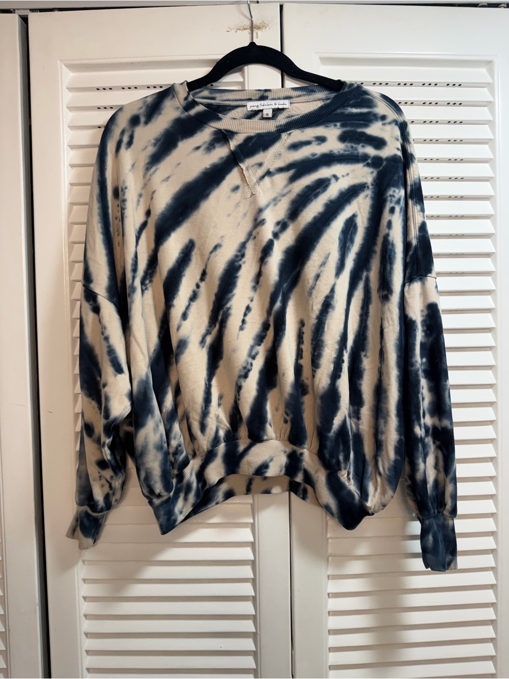 Young Fabulous & Broke Blue & Cream Tie-Dye Pullover